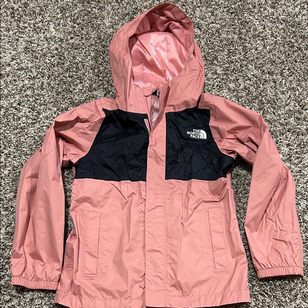 The North Face Kids Pink and Black Raincoat
